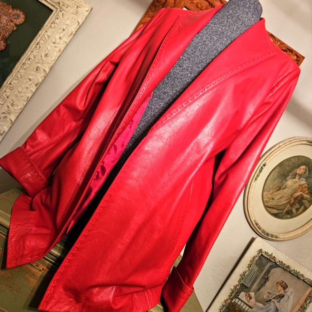 Scarlet red "Dero" by Rocco D' Amelio" leather jacket